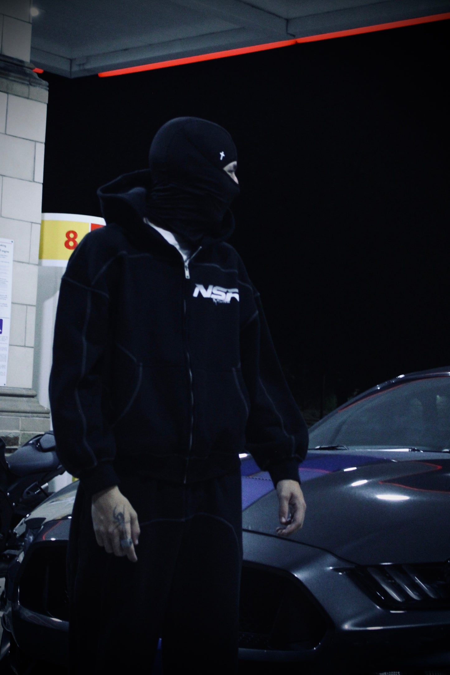 Contrast-Stitched Boxy Fleece Zip Hoodie