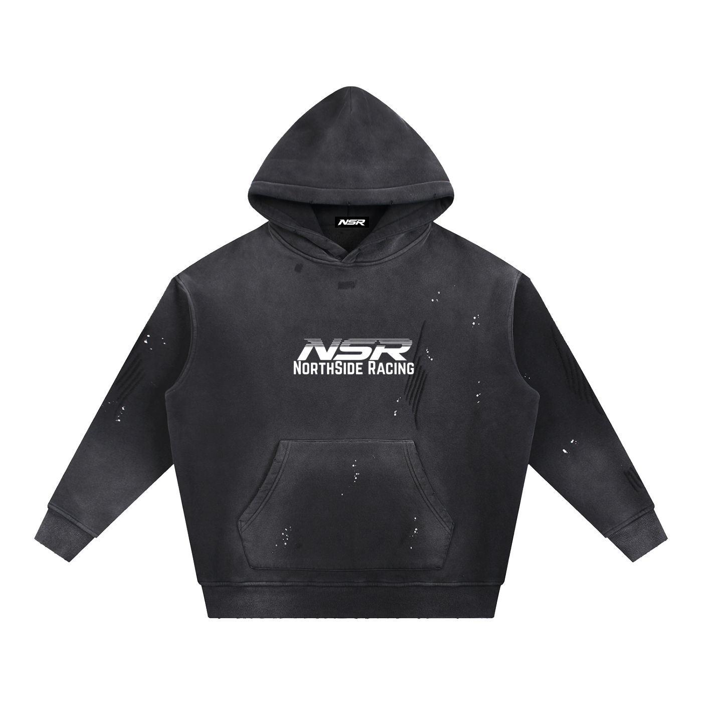 Vintage Washed Frayed Fleece Hoodie