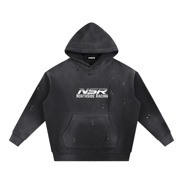 Vintage Washed Frayed Fleece Hoodie