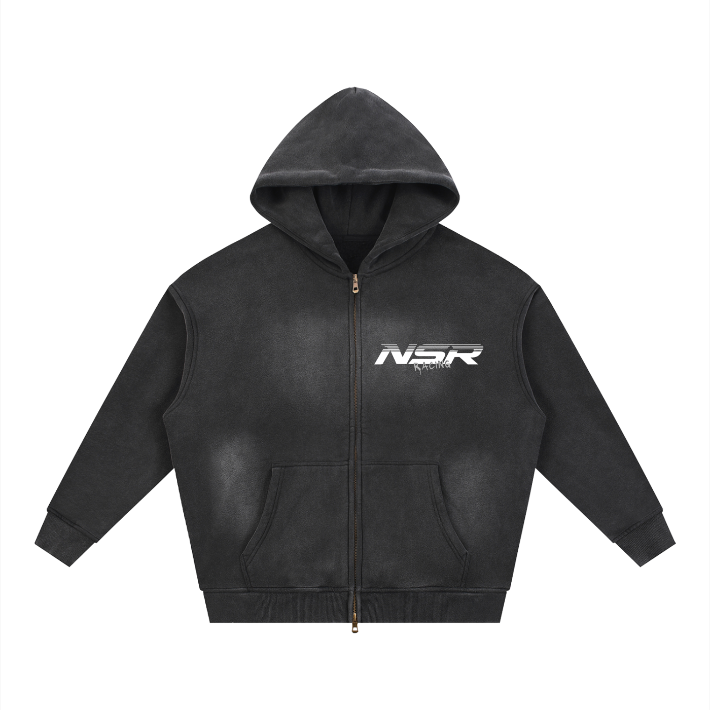 Sunfade Two-way Zipper Boxy Fleece Hoodie