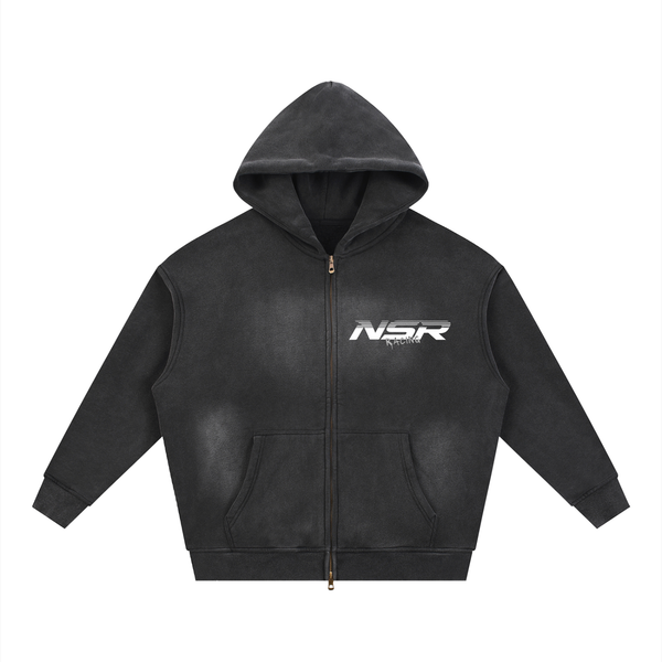 Sunfade Two-way Zipper Boxy Fleece Hoodie